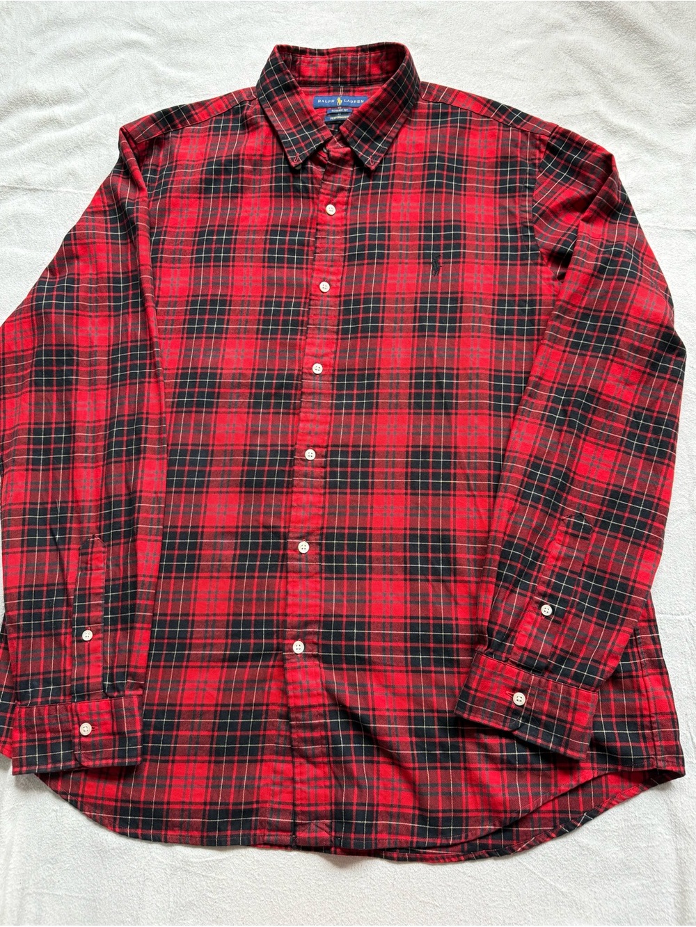 Ralph Lauren Red Plaid Shirt Men's XL Classic Fit, Holiday, Travel, Preppy